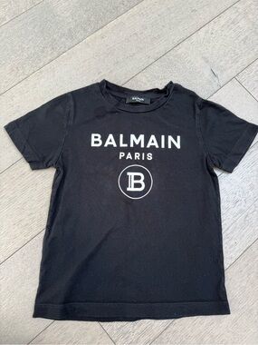 Balmain Black & White Logo Kids Tee